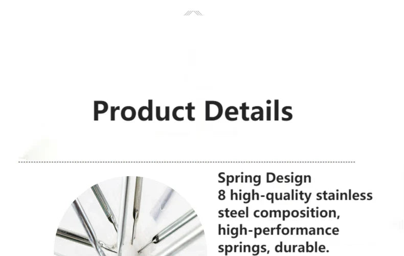 Pet umbrella leash with spring design and stainless steel composition.