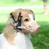 Adjustable puppy big dog muzzle in beige, breathable pet mouth mask for dogs, by XLeiPet.
