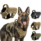 Military large dog harness for training, French Bulldog, German Shepherd, Malinois, tactical vest, nylon, padded, quick release, all seasons.