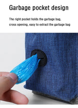 Dog outdoor training bag with garbage pocket design for easy access to waste bags.