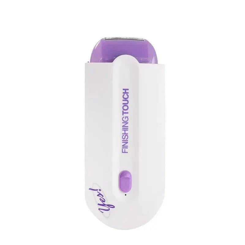 Women's rechargeable full body shaver and epilator with purple accents.