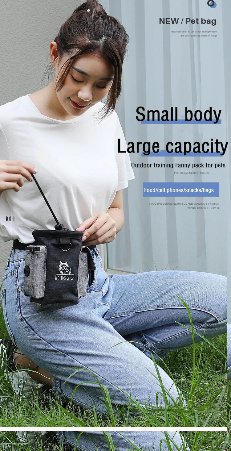 Dog outdoor training bag with large capacity, perfect for carrying pet treats and essentials.