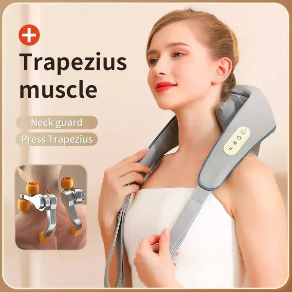Neck and shoulder massage shawl with heating and kneading 6D massage heads for muscle relaxation.