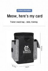 Dog outdoor training bag with multiple pockets, black, pet treat waist pouch for training, linen and oxford cloth.